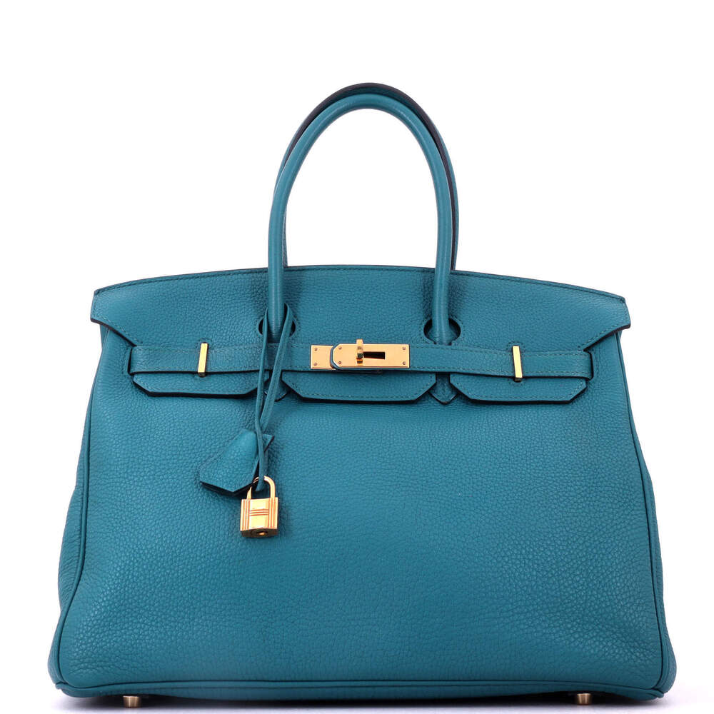 Hermes Birkin 35 Blue Clemence with Gold Hardware